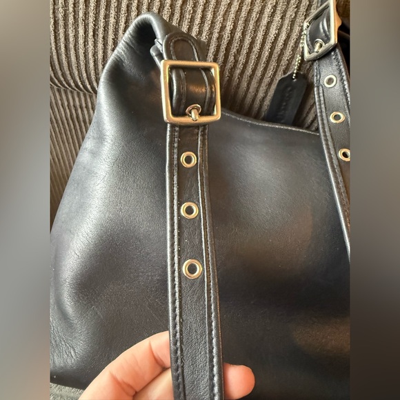 VTG Coach Legacy Charcoal Leather Shoulder Bag with Silver Hardware D1D-9058 - Picture 4 of 16